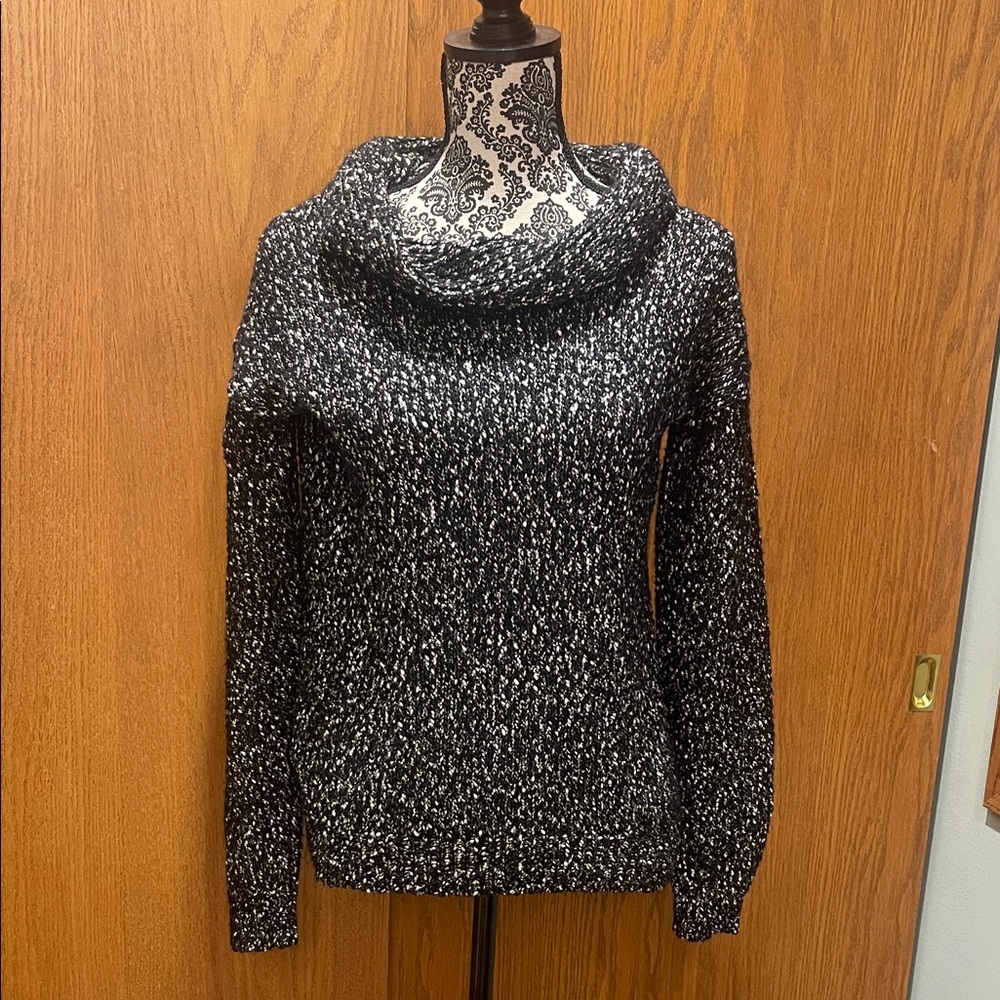 Calvin Klein Black and White Cowl Neck Sweater